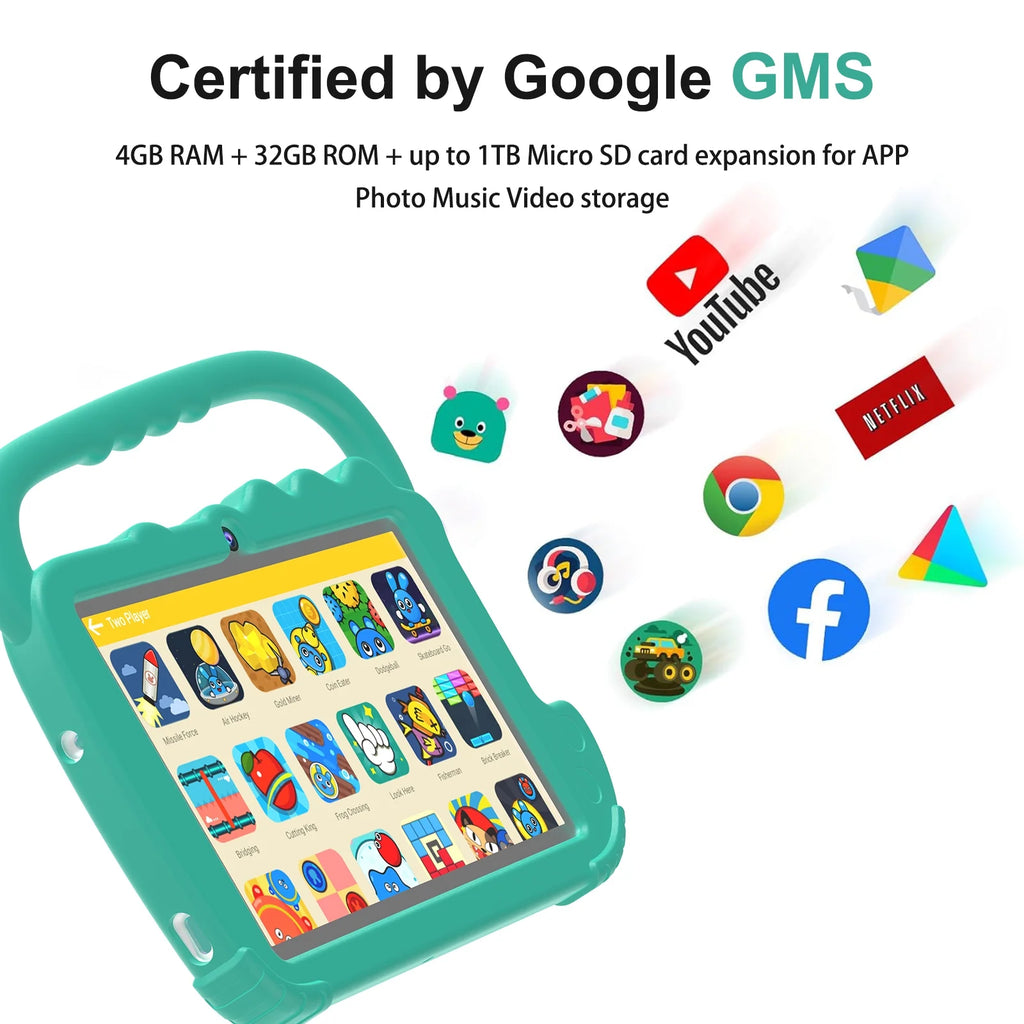 Kids Tablet, Toddler Tablet, 7" Tableta for Boys Girls, 32GB ROM 4GB RAM Android Tablet, Wifi Dual Camera Safety Eye Protection Screen, Parental Control APP, Latest Model Kid Tablets.